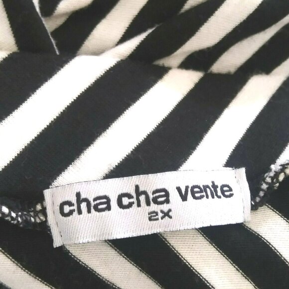 Cha Cha Vente Plus Size 2X Maxi Skirt Womens Black White Striped Asymmetric - Picture 6 of 8